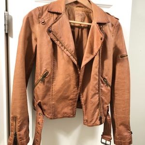 Zara faux leather moto jacket size S